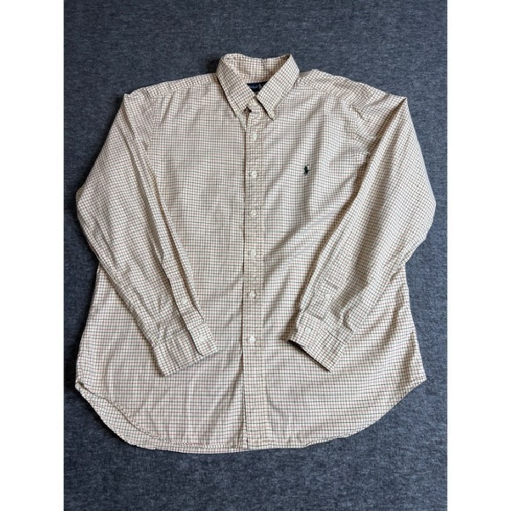 Ralph Lauren Classic Fit L/S Shirt Button Down Men's Sz XL Tan,Red,Green & Brown